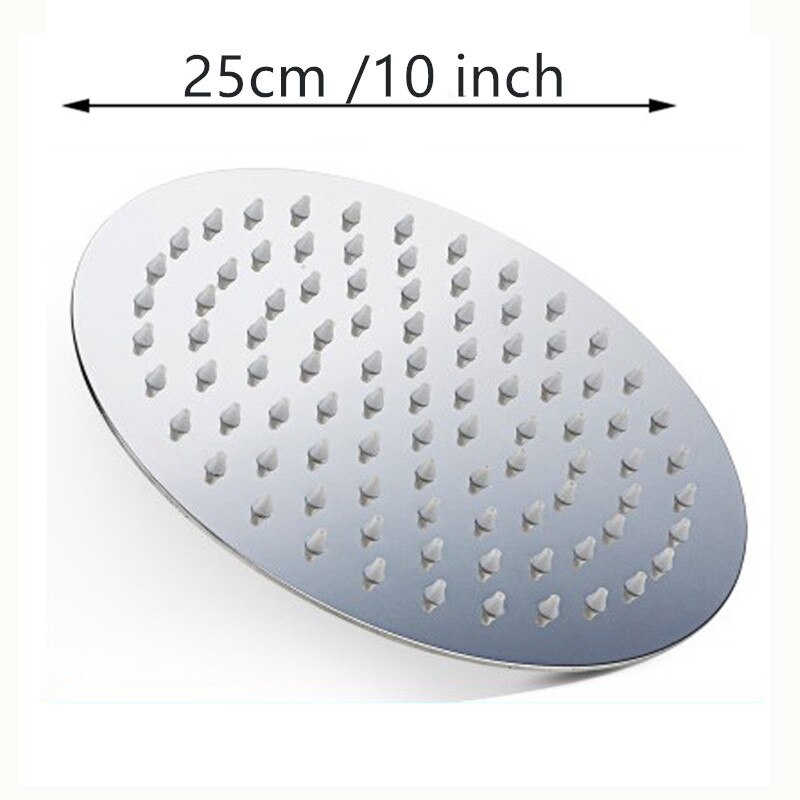 12/10/8/6/4 tommer regnbruser i rustfrit stål ultratynde brusehoveder kromfinish rund og firkantet regnbruser: 25cm 10 tommer runde