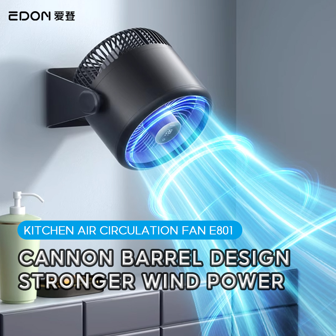 EDON E801 USB Air Circulation Fan Portable Ventilator Digital Display Electric Desktop Ceiling Fan Air Cooler for Home Kitchen