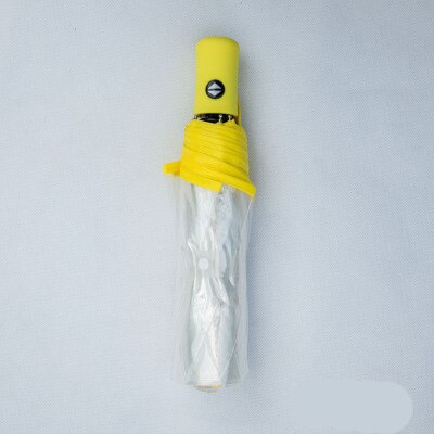 Transparant Thicken Drievoudige Volautomatische Paraplu Pvc Duidelijke Mannen Zwarte Business Vrouwen Rain Paraplu Meisjes Outdoor Parasol: YELLOW