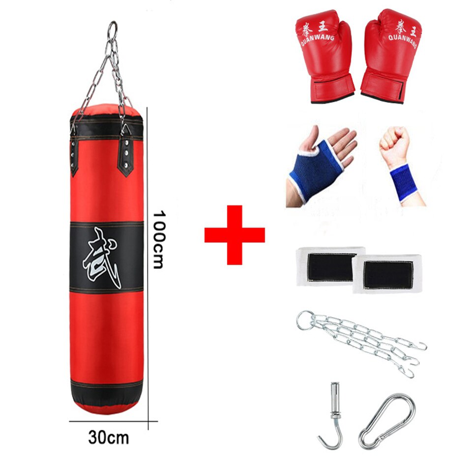 Boxing Punching Bag Punching Bag Training Fitness Belt Sling Adult Gym Exercise Empty Weight Boxing Bag: red 100cm 8 sets