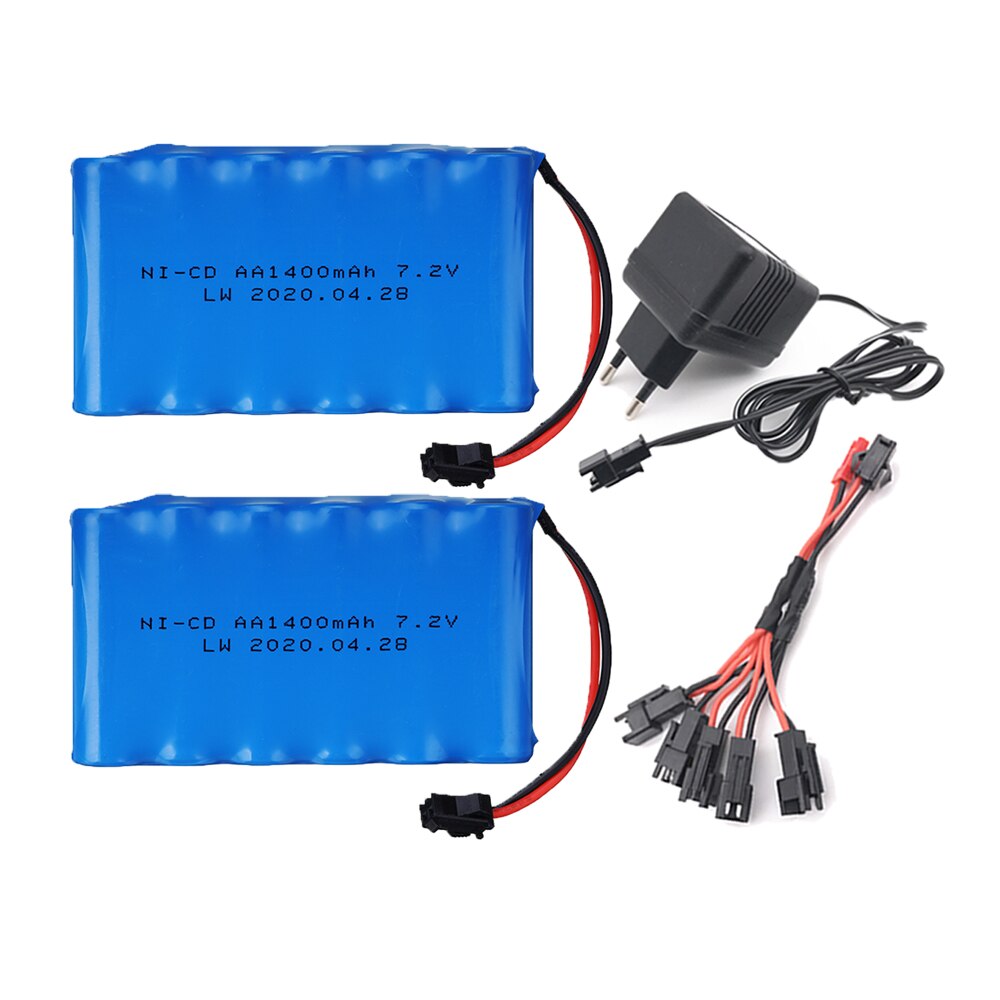 7.2 V 1400 mAh Ni-Mh batteria ricaricabile spina SM con caricabatterie per RC Camion RC auto RC barca del RC serbatoio parti nimh AA 7.2 v 1400 mah: 2pcs EU 5in1