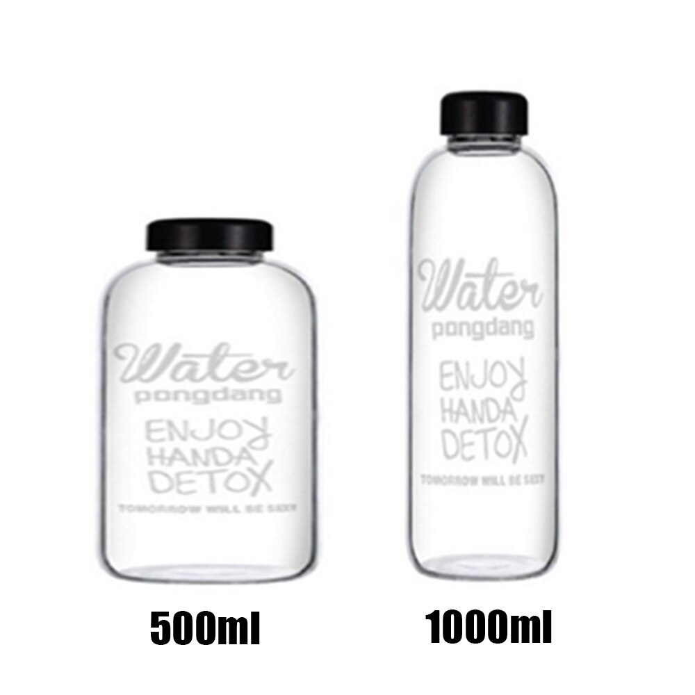 Bärbar klar flaska vattenkopp plastflaska sport plastpåse säck 1000ml/500ml flaska för vandring genomskinlig miketea kopp 1pc