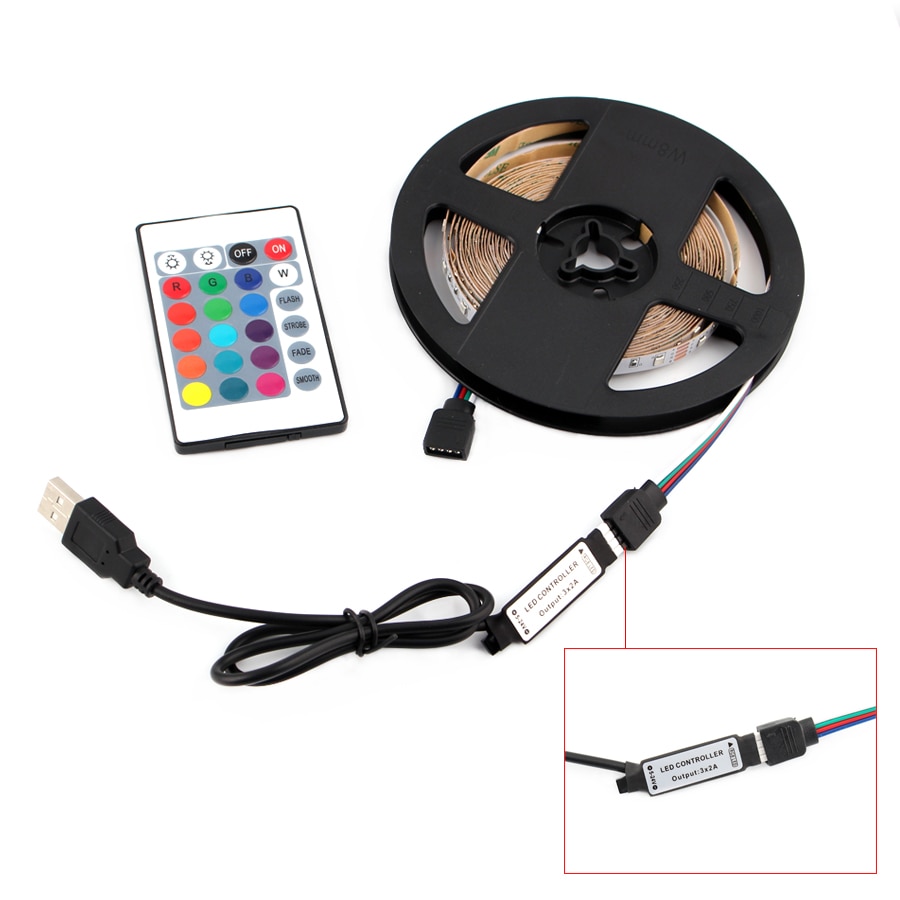 5V LED Strip USB 5V TV backlight 2835 50cm - 5 m 5V Led Light Strip RGB With IR control For Desktop PC Lamp Tape Diode Ribbon