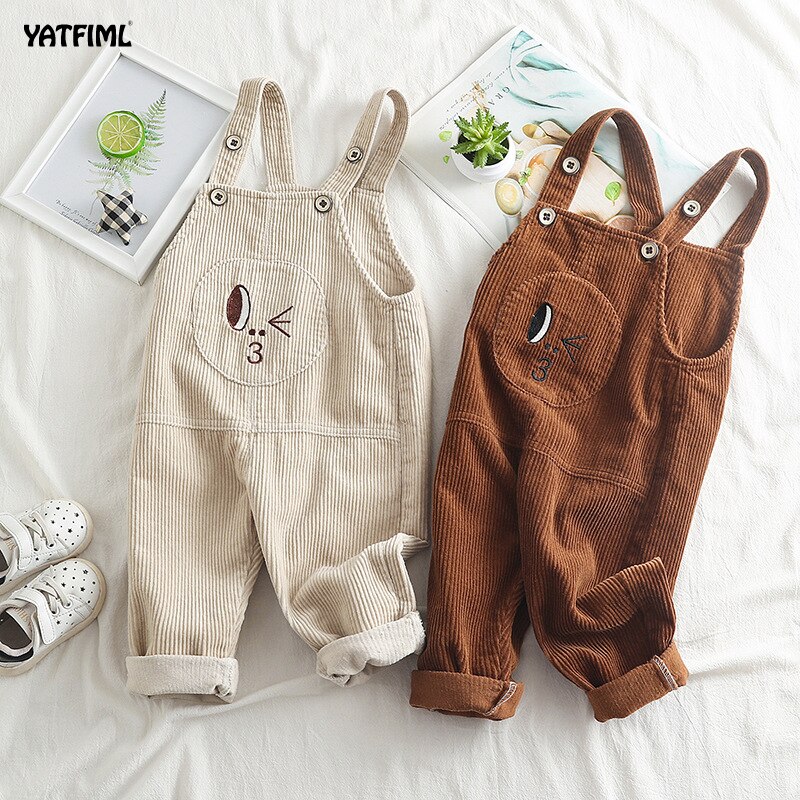 Peuter Cartoon Baby Kids Jongens Meisje Lente Herfst Warm Corduroy Overalls Broek Effen Kleur Dikker Toevallige Bib Broek 1-3Y