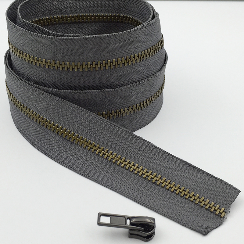 1 meter milieuvriendelijke 3#  metalen ritsen zonder schuif voor kleding portemonnee tas rits reparatiesets rugzak doe-het-zelf naai accessoires: Grijsbrons