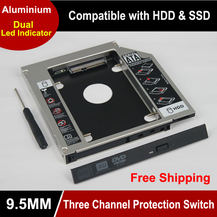Adaptateur universel pour disque dur ssd, sata, 2.5 2nd 9.5mm , pour lecteur cd, dvd, rom, baie optique