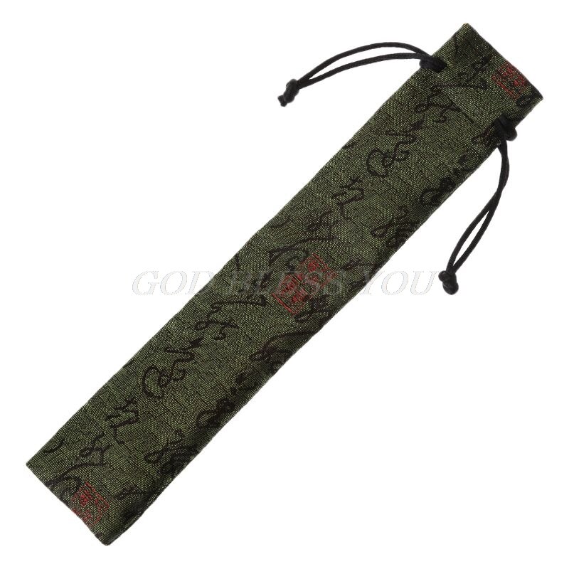 Kinesisk kalligrafi stil dekorativ folde hånd blæser taske støvtæt holder beskyttelses taske cover: Grøn