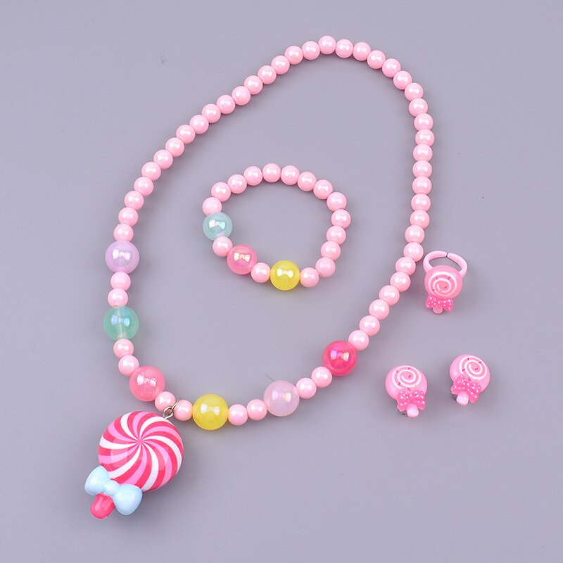 Prinsesse perler halskæde armbånd barn børn smykker til piger baby tilbehør collier choker cosplay legetøj til piger