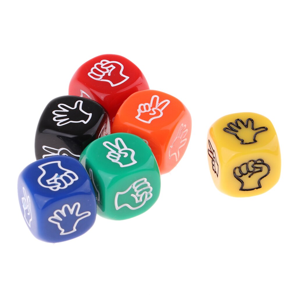 6Pcs Rock Paper Scissors Dice Board Game Counting Cubes Dice Set for Kids Lovers Multi Color Six Sided Club Party Board Game