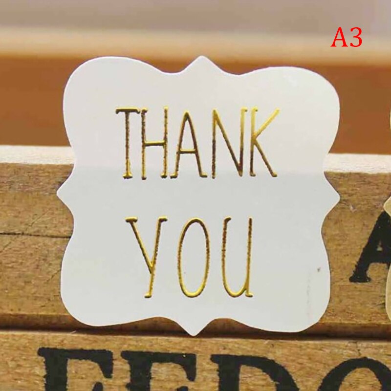 5sheets=100Pcs/lot Thank You Handmade With Love Statement Letter Polygon Kraft Paper Self-adhesive Stickers Packaging Label: A3