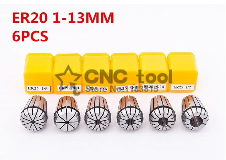 Il trasporto libero 6pz per Scegliere ER ER20 Pinza Mandrino per Motore Mandrino Incisione/Rettifica/Fresatura/Alesatura/Foratura/Maschiatura