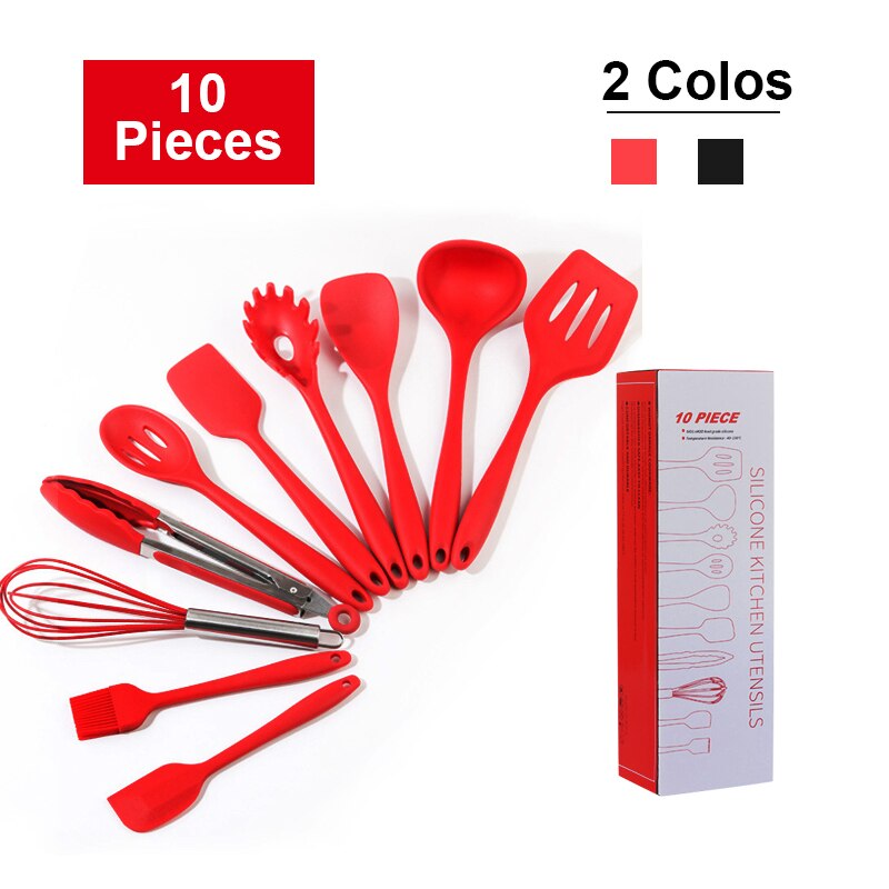10 st silikon köksredskap köksredskap värmebeständigt kök non-stick köksredskap bakverktyg matlagning verktyg paket