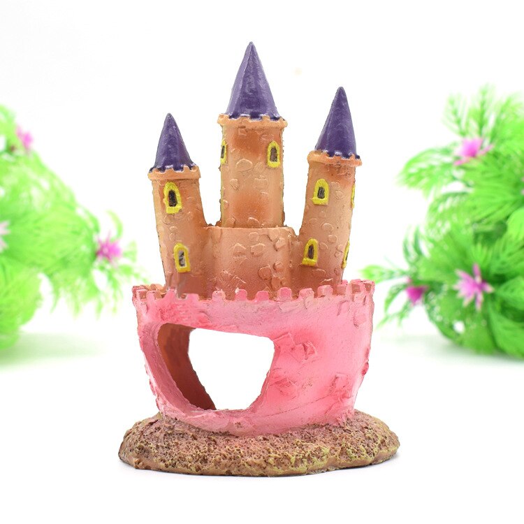 Newest Pink Princess Castle Fish Cave Aquarium Ornament Fish Tank Decoration