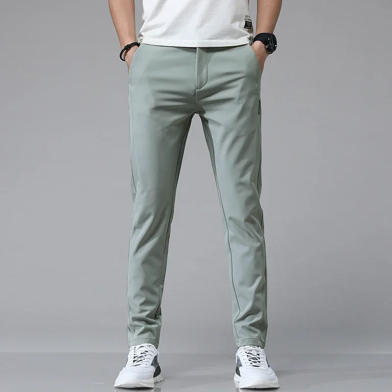 Spring Summer Ultra-thin Men's Stretch Slim Straight Casual Pants Breathable Golf Sports Trousers