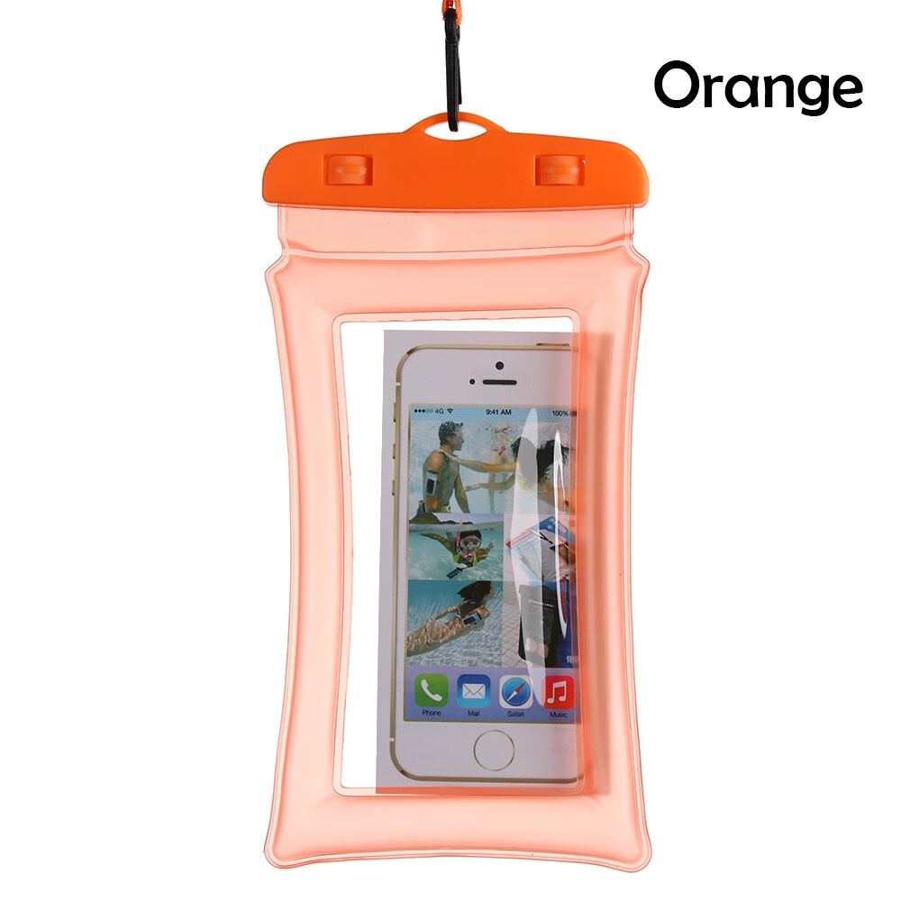 Mode Universal 6.3 inch Airbag Drijvende Zwemmen Tassen Waterdichte Touchscreen Phone Bag Onderwater Pouch Telefoon Geval Duurzaam: orange