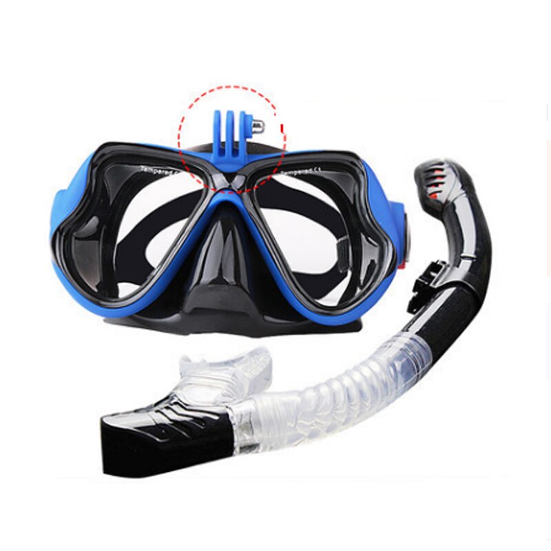 Drijvende Duiken Lung Duiken Pakket Masker Siliconen Rok Drie-Lens Volwassen Panoramisch Vol Droge Duikbril Drijvende Duiken Lung di: Blauw