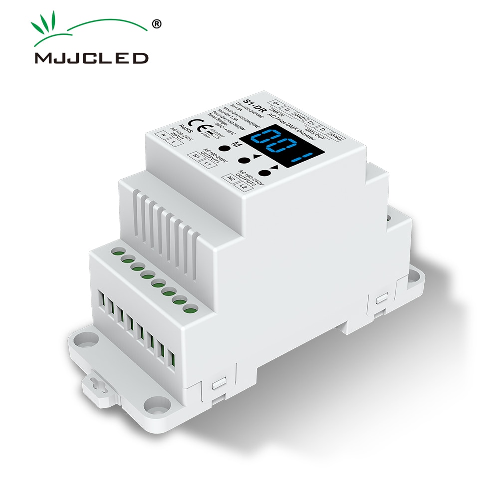 DMX512 Led Dimmer 220V 230V 110V 2 Kanaals Dimbare Ac Triac Rdm Dmx Controller Trailing Edge Din rail Lamp Licht Dimmer S1-DR
