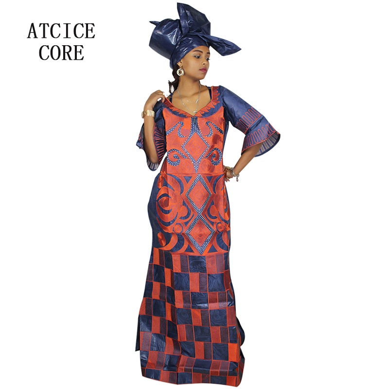 Afrikansk kjole dashiki broderi lang kjole bazin for meget lang  a023-1#