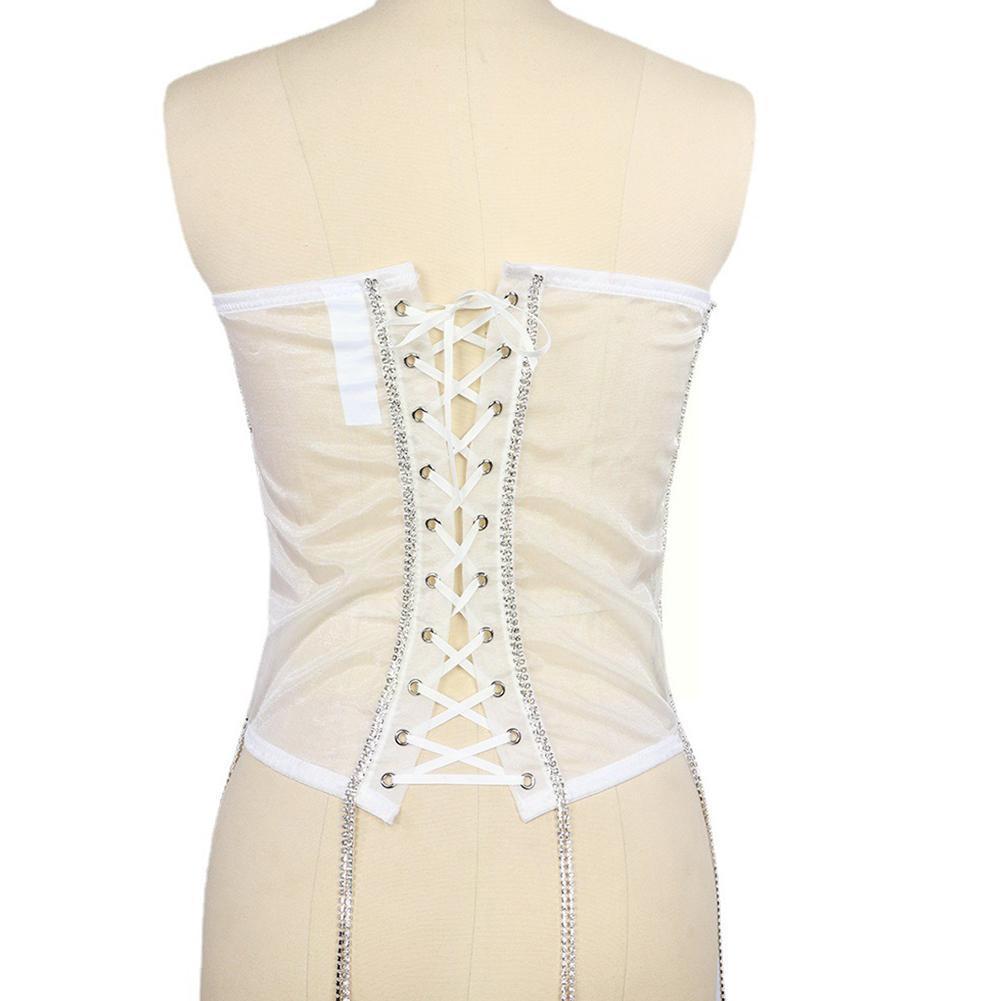 Transparent Lace Girdle,European And Girls Trendy Wrap Chest Straps Vest,flashing Lace Waistcoat Diamonds,lace And Shap R4T5