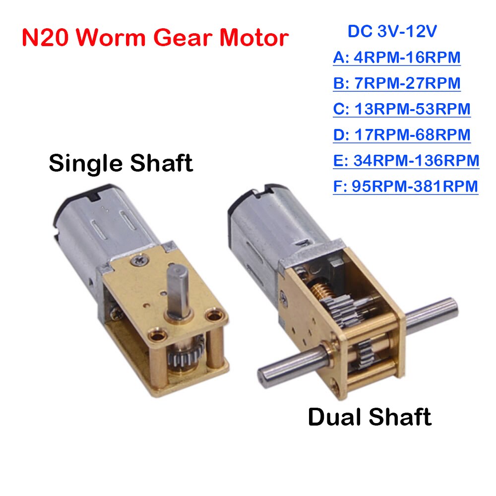 1Stck N20 Getriebe Motor- DC 3V-12V 4RPM-381RPM Langsam Geschwindigkeit Hohe Drehmoment Dual Achse Motor- Alle Metall Wurm die Ermäßigung Motor- für Clever Roboter
