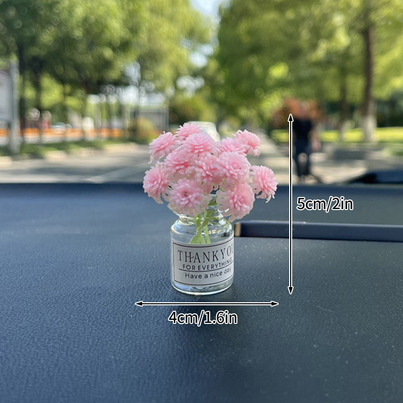 Decoración de consola central Interior de coche, bonito florero Sakura Gypsophila, adornos para salpicadero Interior de coche, decoración de escritorio para el hogar: Negro