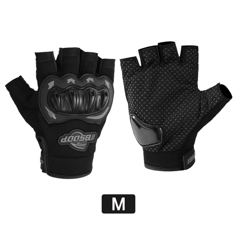 Motorcycle Half Finger Glove Motorbike Motocross Moto Hard Knuckle Fingerless Riding Biker Protective Gear gloves: B-M