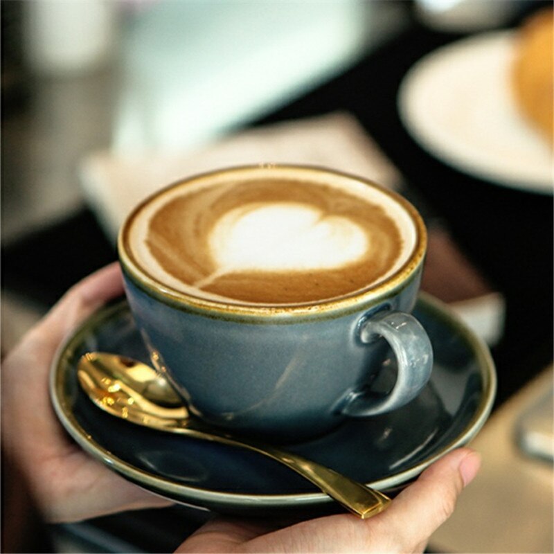 Ceramic Coffee Cups Set Breakfast Milk Tea Cup With Tray & Spoon Afternoon Tea Drinkware Cup Kitchen Utensils Wedding