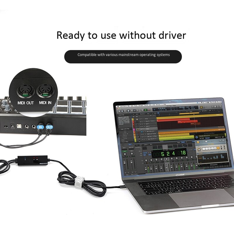 Doremidi mtu -11 midi til usb c type c kabel usb midi konverter med indikatorlys til android