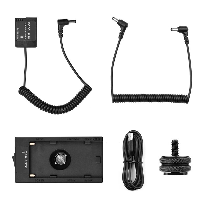 NP-F970 F750 Batterie Platte Halfter Adapter mit Dual USB Schnittstelle + NP-W126 Attrappe Batterie Koppler für Fuji X-A1/X-A2