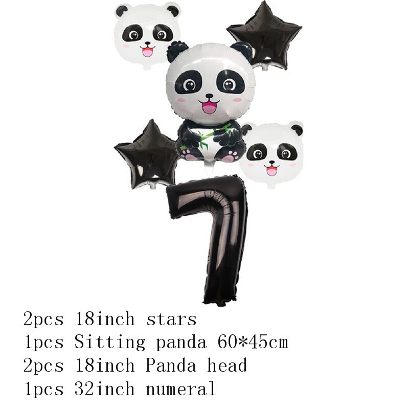 Panda Birthday Balloon Panda Banner Helium Foil Star Number Balloons Birthday Party Decoration Kids Animals Figures Aluminum: Balloon-Panda-7