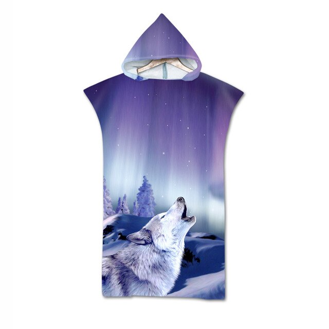 Microfiber Gedrukt Hooded Strandlaken Voor Volwassenen Quick Dry Zwembad Poncho Badhanddoek Met Mantel Badjas: GRIJS