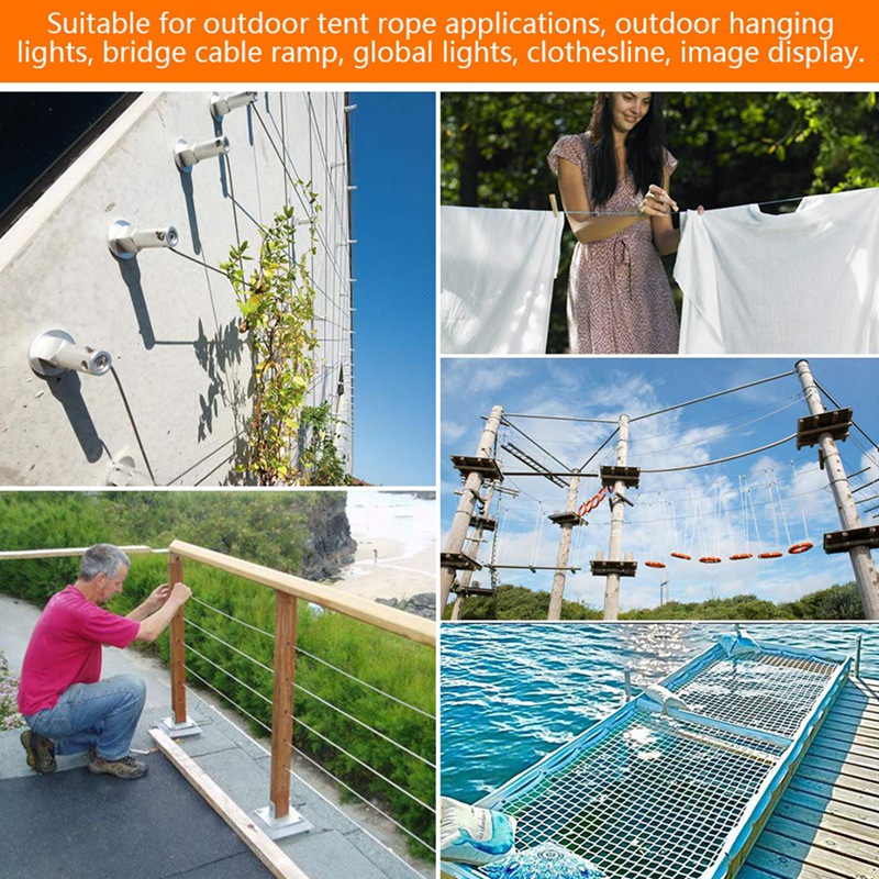 Cable Wire Rope Hooks Kit, PVC Coated Fence Hooks For Lights, Stainless Steel Garden Wire Pergola Kit For Picture Wire