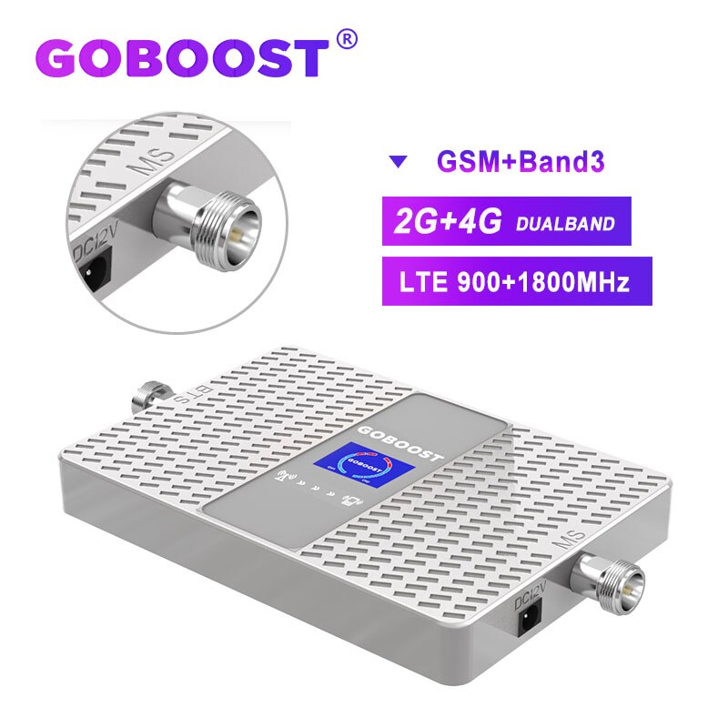 GOBOOST GSM 900 Cellular Signal Booster Signal Repeater LTE DCS 1800 GSM Amplifier 4G Signal Booster 70dB LCD Didplay 4G Network