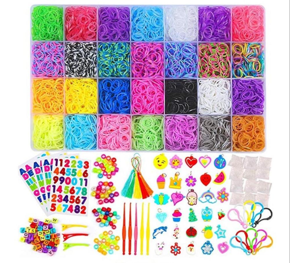 Rubber Rainboow Loom Bands Meisje voor Kinderen Elastische Band voor Weven Vetersluiting Armbanden Speelgoed voor DIY Christmas: 28 color 10000 pcs