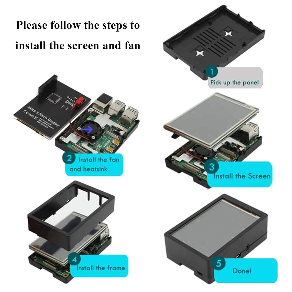 Raspberry Pi 4 Model B 3.5 inch Touch Screen 480*320 MHS FPS 50+ Display LCD With Cooling Fan For Raspberry Pi 4B 3B 3 B+