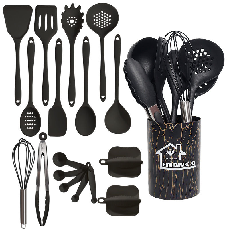 Roze 18 Stuks Food Grade Siliconen Keuken Kookgerei Gebruiksvoorwerpen Turner Spatel Maatlepel Praktische Koken Tool Keukengerei Set: Licht Groen