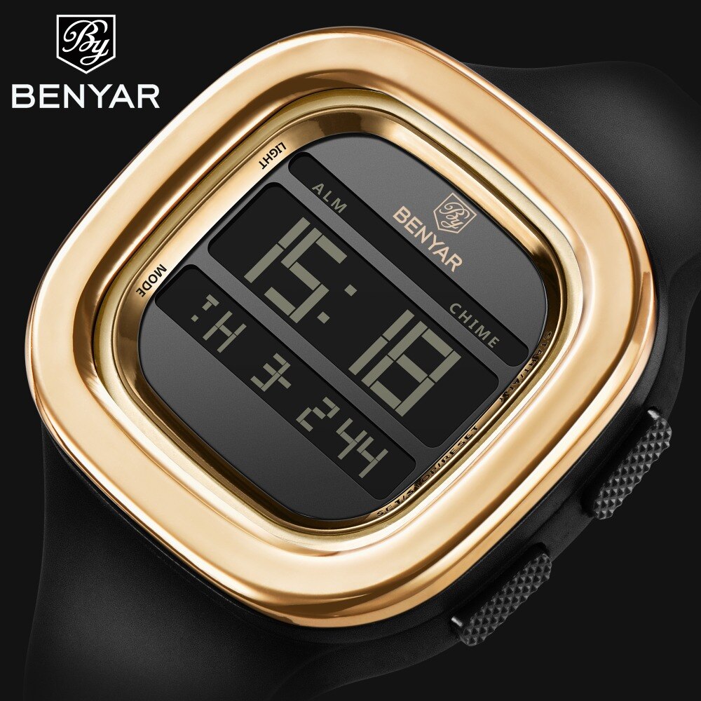 Benyar nieuwste elektronische herenhorloge schokbestendig duurzaam automatische datum top luxe elektronisch digitaal sporthorloge voor heren