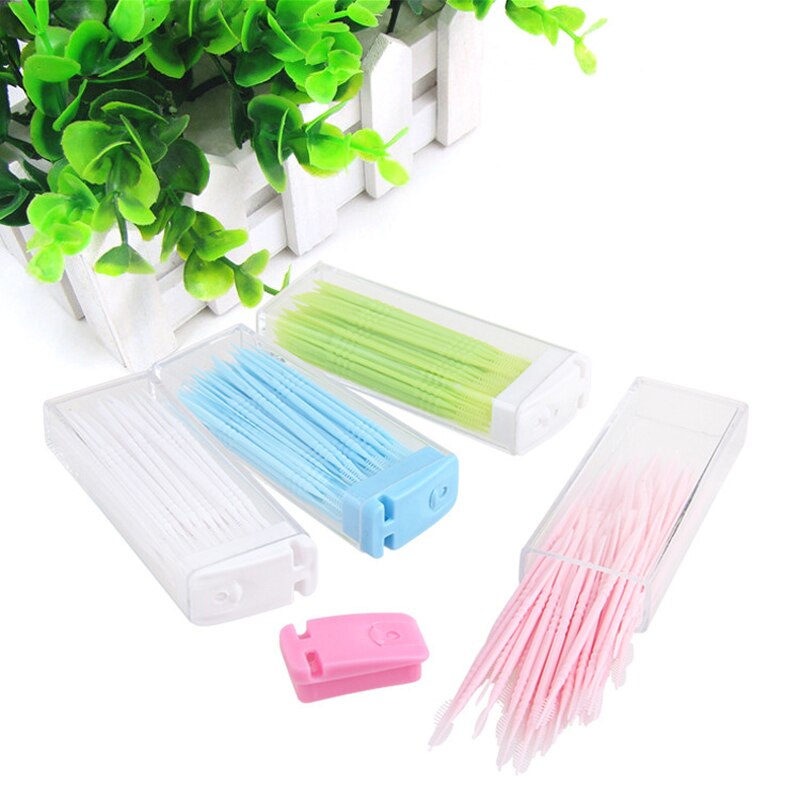 50pcs Double Head Dental Floss Interdental Toothpick Brush Brush Teeth Stick Dental Oral Care Toothpicks Floss Pick Health Care