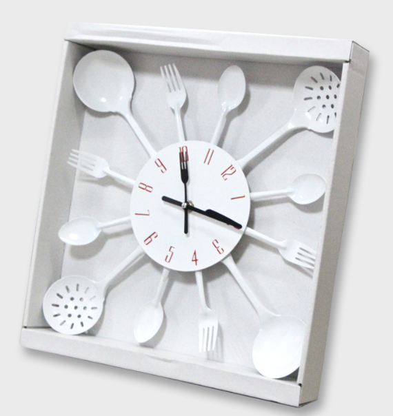 Cutlery Metal Kitchen Wall Clock Spoon Fork Quartz Wall Mounted Clocks Modern Decorative Horloge Murale: White2