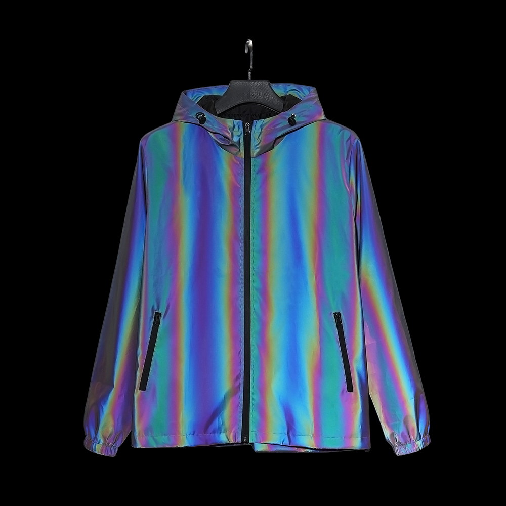 Männer Reflektierende Jacke Farbverlauf Bunte Hüfte-hüpfen Streetwear Nacht Ich bin Freien Mit Kapuze Winddicht Mäntel tanzen Skateboard Kleidung