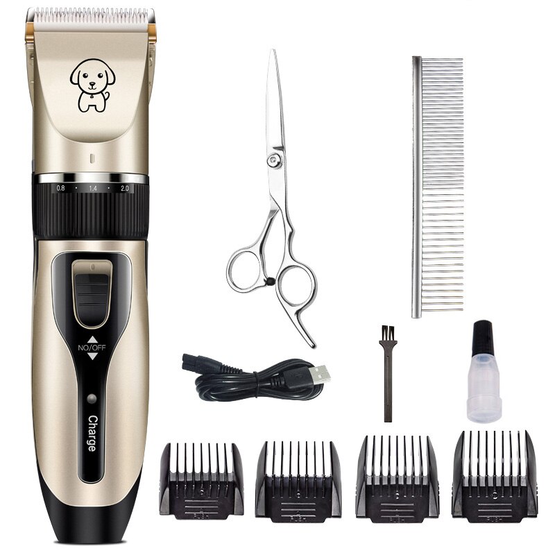 Elektrische hondentrimmer, usb-oplaadbaar, huisdiertrimmer, oplaadbaar, geluidsarm scheerapparaat, trimset voor huisdieren: K5- sets 4