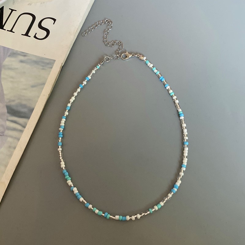 Frøperler boheme halskæde charme krave farverig håndlavet halskæde smykker femme: Forsølvede