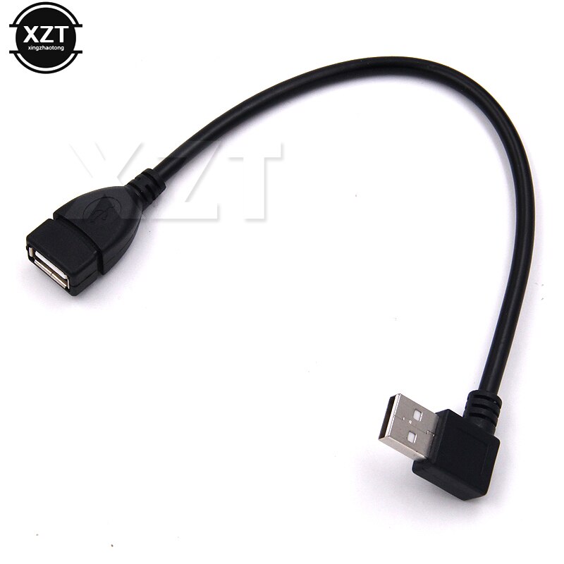 Gorąca wyprzedaż wysokiej jakości czarny w lewo strąk kątem 90 stopni USB 2.0 typu A męnarty na żeńnarty USB przedłużenie kabla kabel przewód