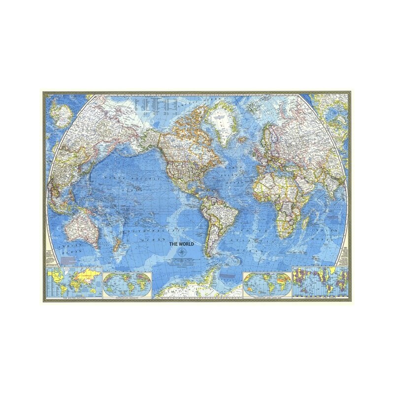 1PC 150*100cm 1970 World Map Non Woven Map of The World Wall Sticker Wallpaper for School Office Educational Supplies