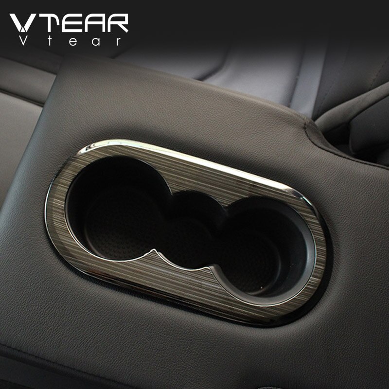 Vtear para Volkswagen VW Tiguan MK2 Interior molduras asiento trasero reposabrazos Panel para posavasos Trim accesorios de la cubierta