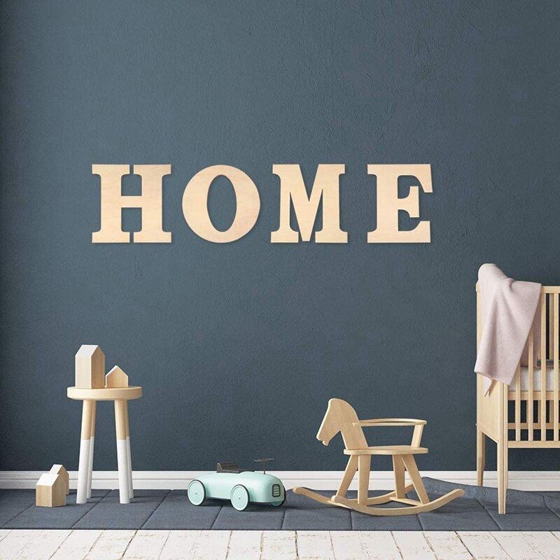4 pièces 12 pouces lettres en bois non finies grand "Home" pour la décoration murale de la maison