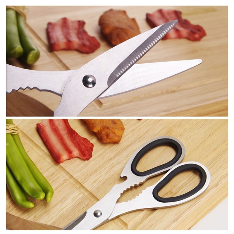 6in1 Stainless Steel Food Scissors Meat Chicken Boning Shears Fruit Vegetable Slicing Knife Nut Bottle Opener Kitchen Knives