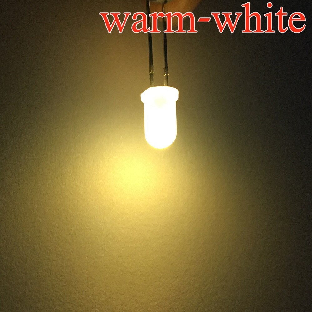 500 stücke 5mm Weiß Rot Grün Blau Gelb Warm Weiß 2pin Runde Licht emittierende Led-diode Diffuse LED lampe Licht Dioden Lampe: Warm White