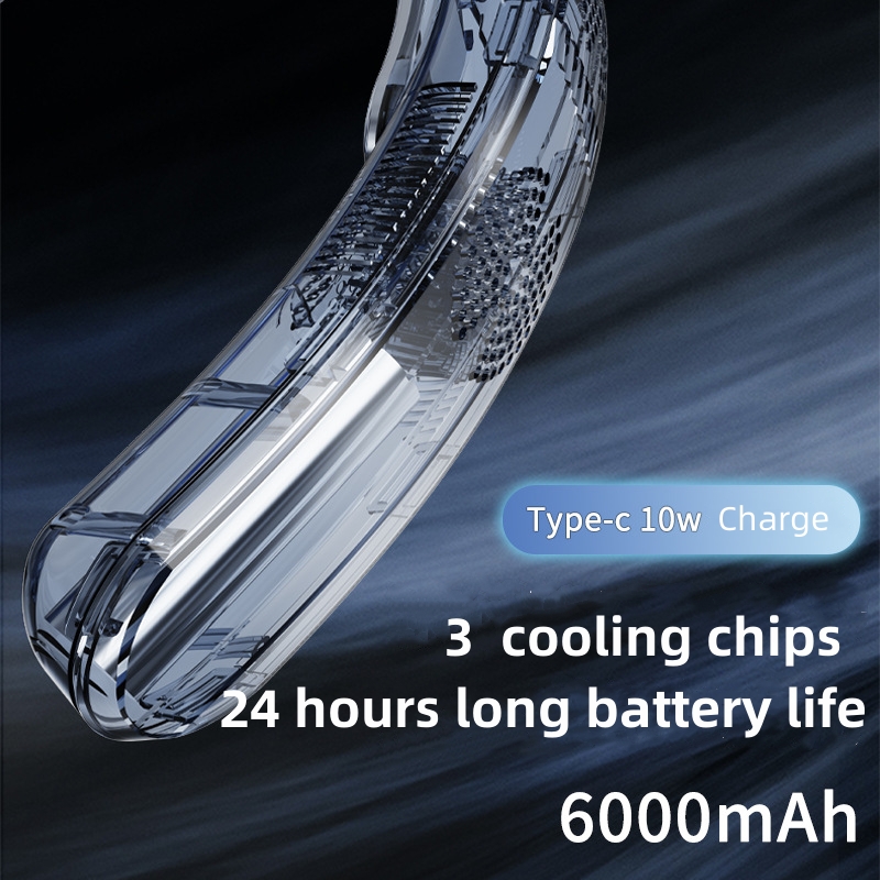 Tragbarer Hals Ventilator Mini-Klimaanlage Kühler klingen Verlierer Lüfter 6000mah USB wiederauf ladbare hängende Kühlung Heizung tragbare Lüfter