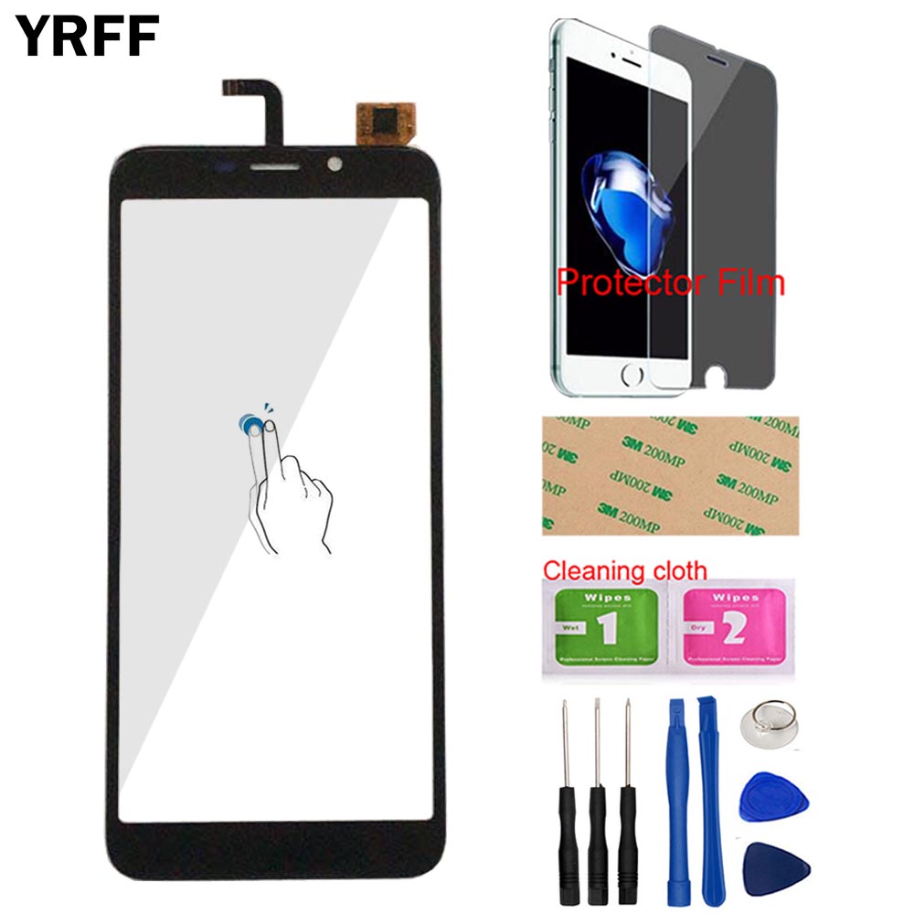 5,5 ''pantalla táctil para Homtom C2 digitalizador de pantalla táctil Homtom C2 Panel táctil lente de vidrio herramientas Protector película adhesiva: Black With Tools